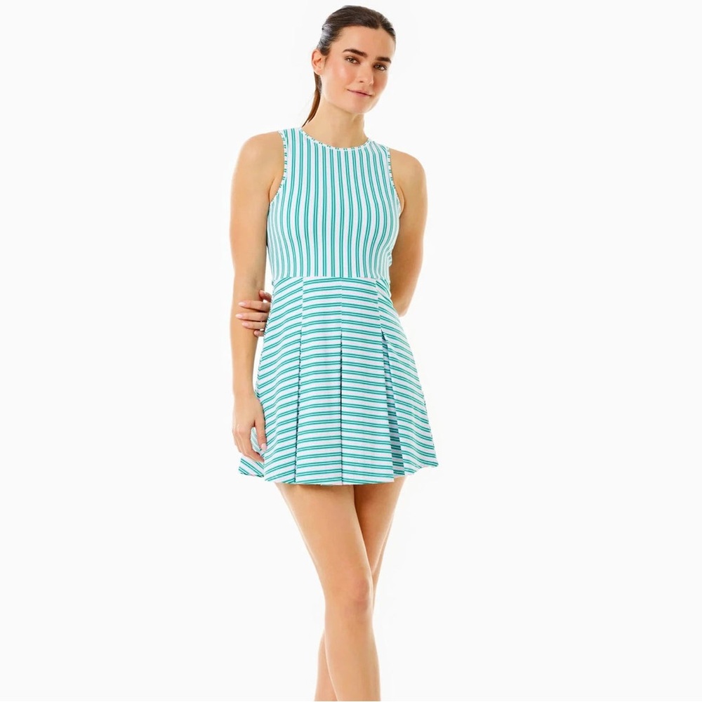 NWT ADDISON BAY RACQUET DRESS IN WATERMELON STRIPE Sz S - Picture 2 of 9
